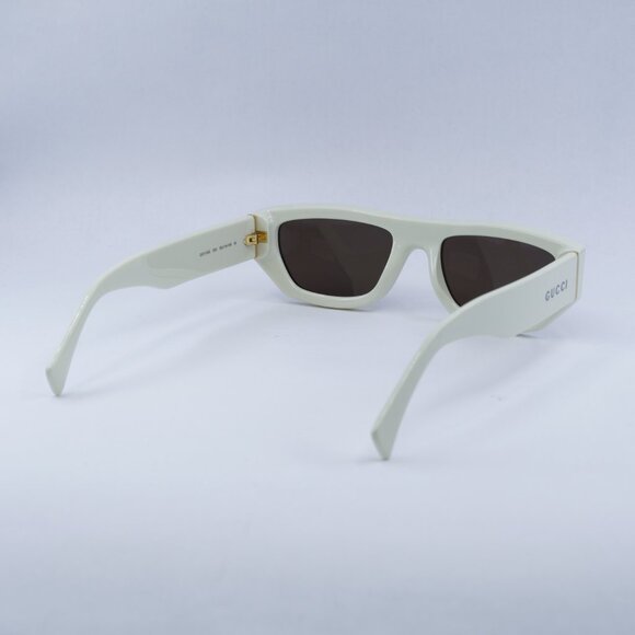 Gucci GG1134S 003 Sunglasses Ivory Rectangle Frame, Brown Lenses Gucci GG1134S 003 Sunglasses Ivory Rectangle Frame, Brown Lenses main image 3